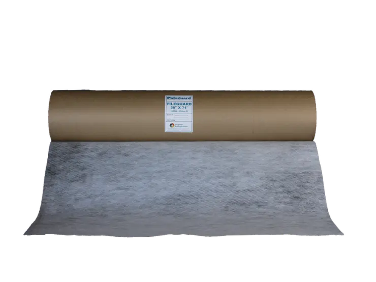 Polyguard Tileguard™ underlayment prevents tile cracking with rubberized asphalt and fabric membrane.