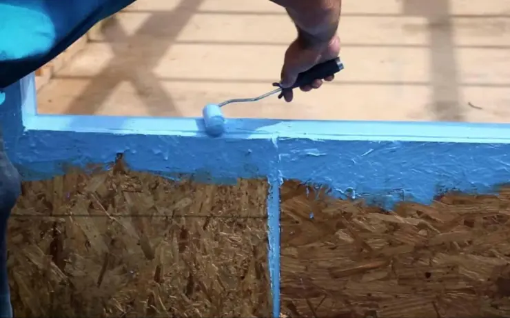 A liquid moisture barrier for basement floor is applied to a house foundation for protection.