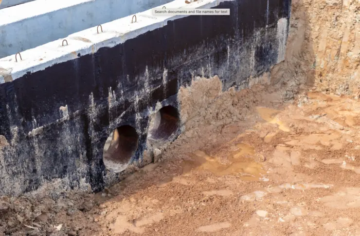 Team installing an exterior foundation drainage system