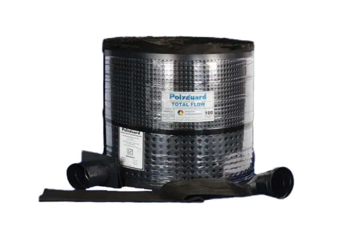 An image of Polyguard’s Totalflow™ Drainage Composite hat can be used as a basement waterproofing method.